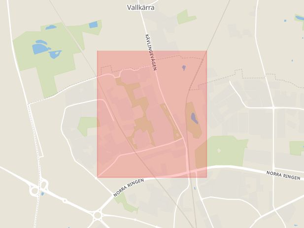 Karta som med röd fyrkant ramar in Nöbbelöv, Lund, Skåne län