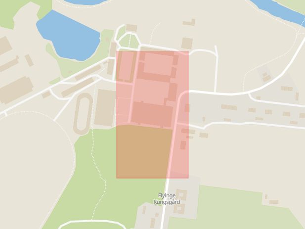 Karta som med röd fyrkant ramar in Flyinge, Lund, Skåne län
