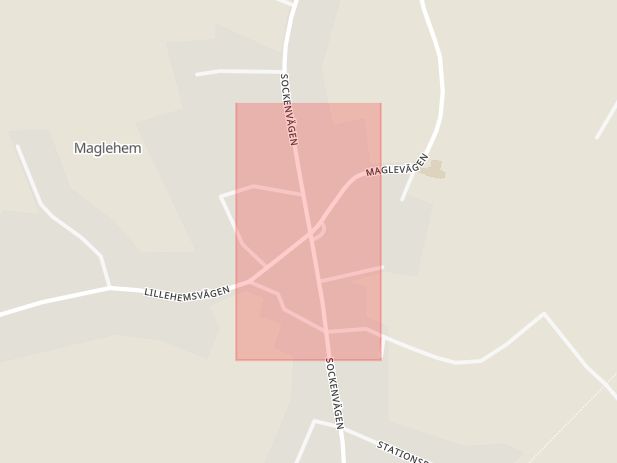 Karta som med röd fyrkant ramar in Trafikplats Maglehem, Kristianstad, Skåne län