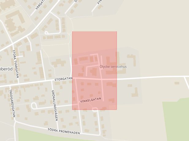 Karta som med röd fyrkant ramar in Löberöd, Storgatan, Eslöv, Skåne län