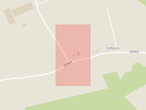 Karta som med röd fyrkant ramar in Tollstorp, Hörby, Skåne län