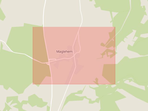 Karta som med röd fyrkant ramar in Maglehem, Kristianstad, Skåne län