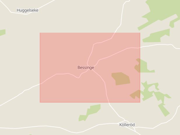 Karta som med röd fyrkant ramar in Bessinge, Hörby, Skåne län