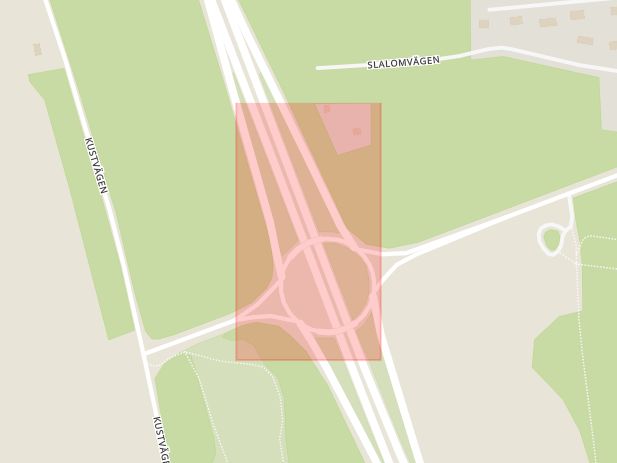 Karta som med röd fyrkant ramar in Trafikplats Lundåkra, Kävlinge, Skåne län
