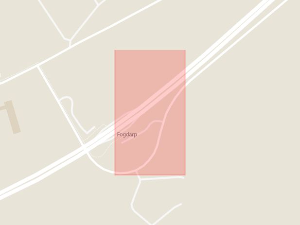 Karta som med röd fyrkant ramar in Trafikplats Fogdarp, Höör, Skåne län