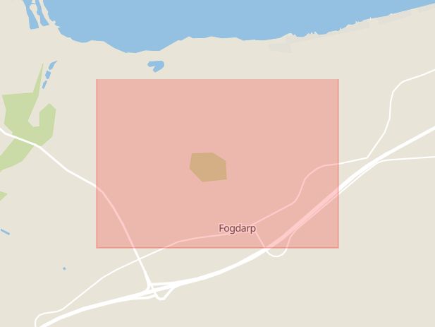 Karta som med röd fyrkant ramar in Fogdarp, Osbyholm, Hörby, Skåne län
