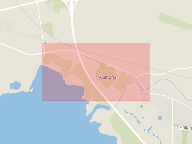 Karta som med röd fyrkant ramar in Häljarp, Axeltoftavägen, Landskrona, Skåne län