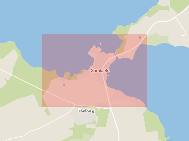 Karta som med röd fyrkant ramar in Gamla Bo, Höör, Skåne län