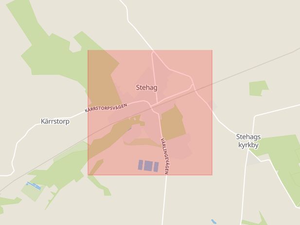 Karta som med röd fyrkant ramar in Stehag, Eslöv, Skåne län