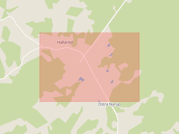 Karta som med röd fyrkant ramar in Hallaröd, Höör, Skåne län