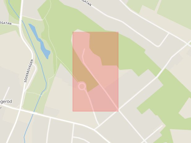 Karta som med röd fyrkant ramar in Kågeröd, Lundastigen, Svalöv, Skåne län