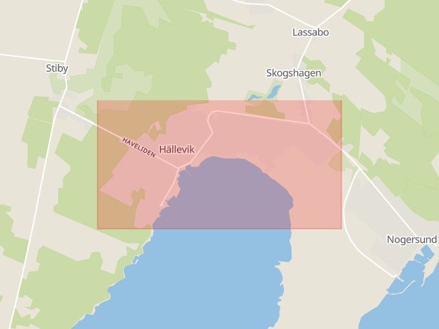 Karta som med röd fyrkant ramar in Hällevik, Björkenabben, Sölvesborg, Blekinge län