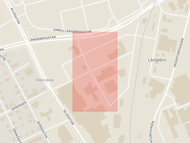 Karta som med röd fyrkant ramar in Torggatan, Kristianstad, Skåne län