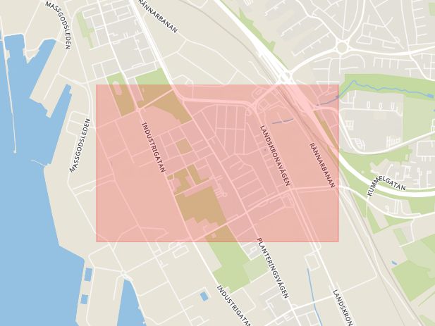 Karta som med röd fyrkant ramar in Miatorp, Helsingborg, Skåne län