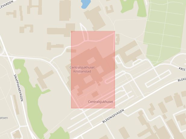 Karta som med röd fyrkant ramar in Tollarp, Centralsjukhuset, Kristianstad, Skåne län