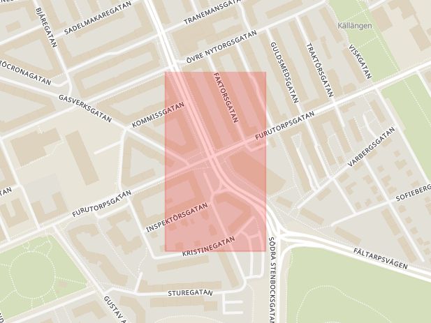 Karta som med röd fyrkant ramar in Högaborg, Helsingborg, Skåne län