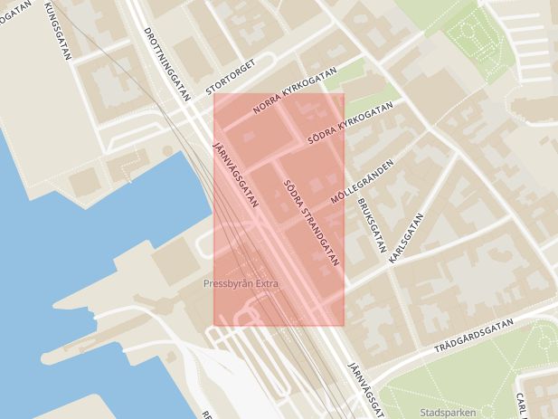 Karta som med röd fyrkant ramar in Stockholm, Helsingborg, Skåne län