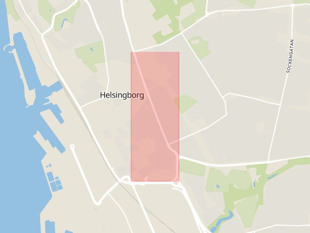 Karta som med röd fyrkant ramar in Eneborg, Södra Stenbocksgatan, Helsingborg, Skåne län