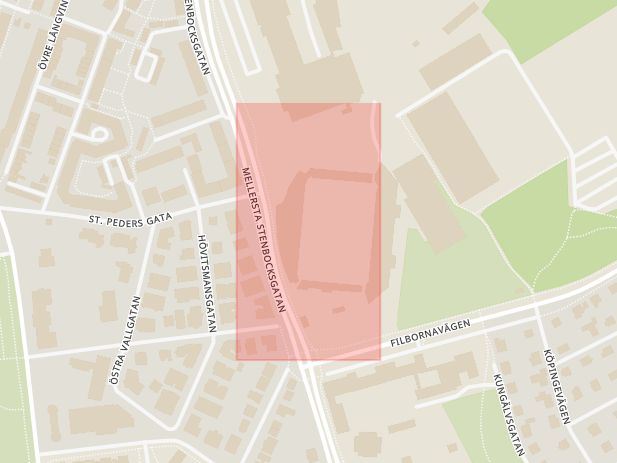 Karta som med röd fyrkant ramar in Olympia, Mellersta Stenbocksgatan, Helsingborg, Skåne län