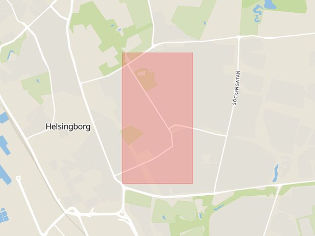 Karta som med röd fyrkant ramar in Jönköpingsgatan, Helsingborg, Skåne län