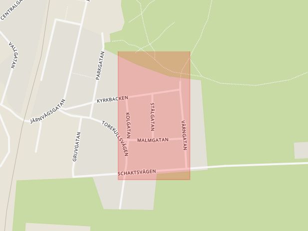 Karta som med röd fyrkant ramar in Billesholm, Stålgatan, Bjuv, Skåne län