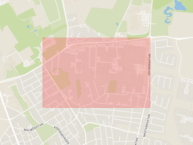 Karta som med röd fyrkant ramar in Rosengården, Helsingborg, Skåne län