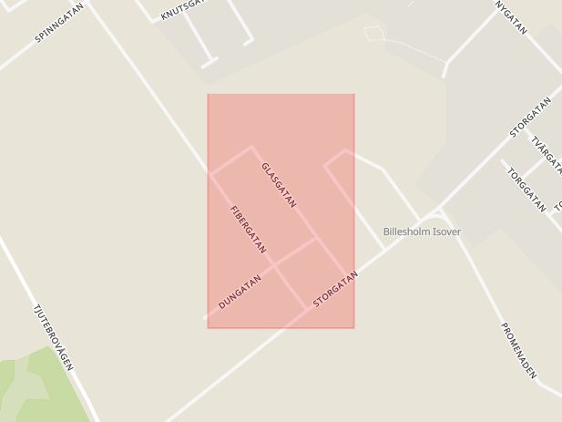 Karta som med röd fyrkant ramar in Billesholm, Glasgatan, Bjuv, Skåne län