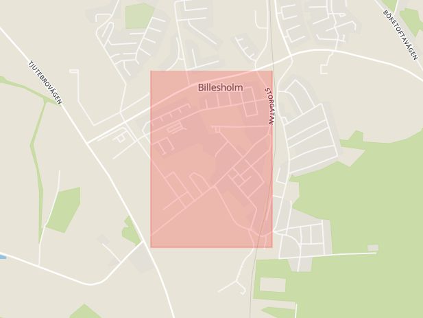 Karta som med röd fyrkant ramar in Billesholm, Storgatan, Bjuv, Skåne län