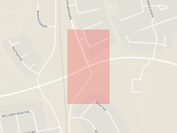 Karta som med röd fyrkant ramar in Billesholm, Järnvägsgatan, Kungsgårdsvägen, Bjuv, Skåne län