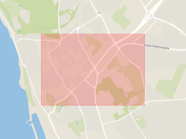 Karta som med röd fyrkant ramar in Stattena, Helsingborg, Skåne län