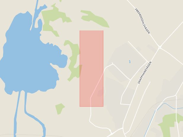 Karta som med röd fyrkant ramar in Lingenäsvägen, Kristianstad, Skåne län