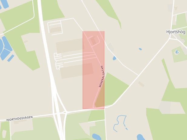 Karta som med röd fyrkant ramar in Mörarp, Mineralgatan, Helsingborg, Skåne län