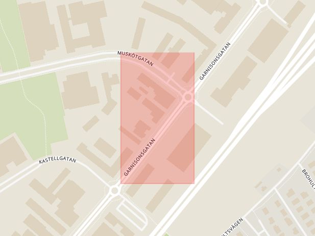 Karta som med röd fyrkant ramar in Gamla Mejeriet, Helsingborg, Skåne län