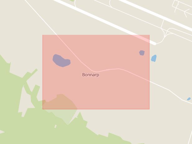 Karta som med röd fyrkant ramar in Bonnarp, Klippan, Skåne län