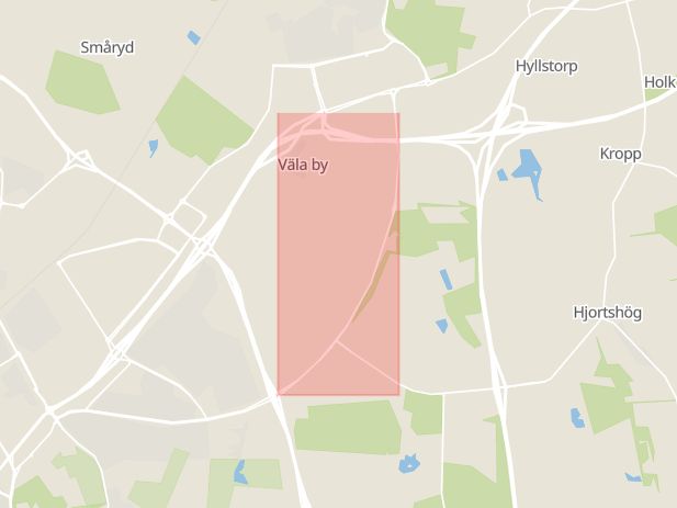 Karta som med röd fyrkant ramar in Välavägen, Helsingborg, Skåne län