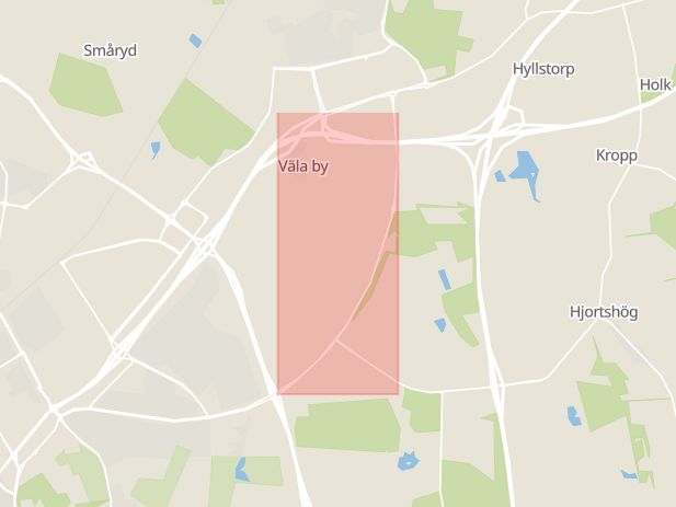 Karta som med röd fyrkant ramar in Välavägen, Helsingborg, Skåne län