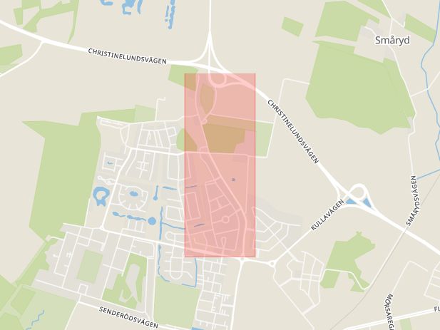 Karta som med röd fyrkant ramar in Pilshultsvägen, Helsingborg, Skåne län