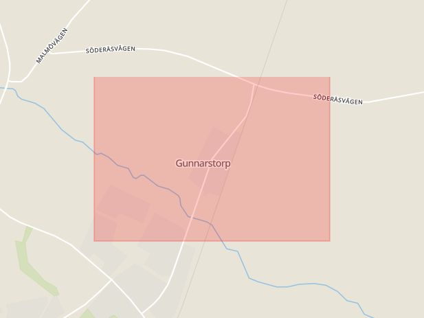 Karta som med röd fyrkant ramar in Gunnarstorp, Bjuv, Skåne län