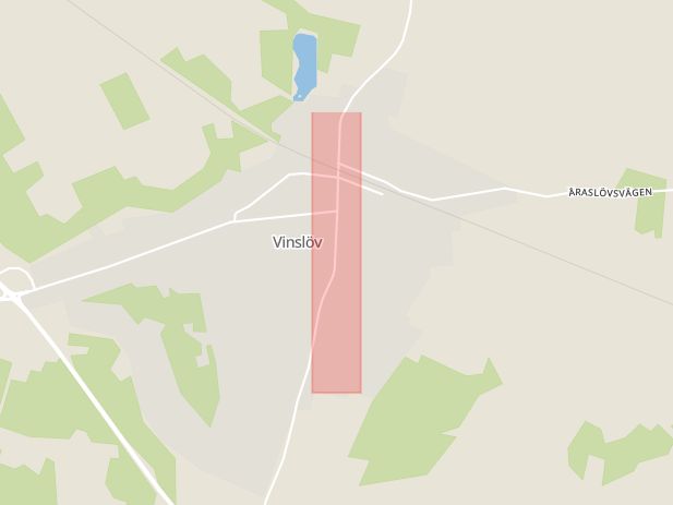 Karta som med röd fyrkant ramar in Vinslöv, Storgatan, Hässleholm, Skåne län