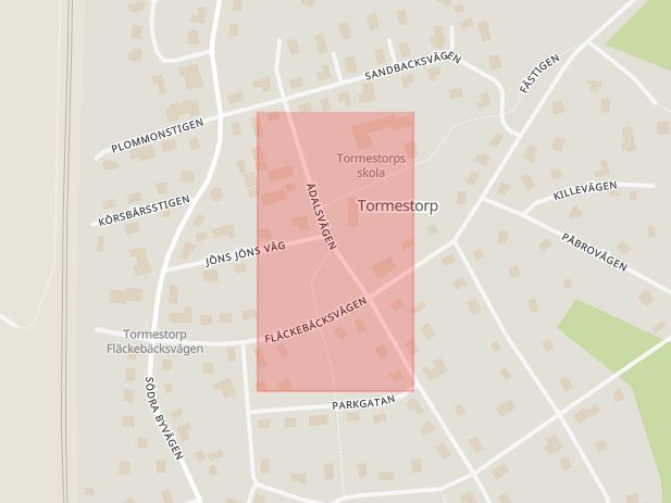 Karta som med röd fyrkant ramar in Tormestorp, Hässleholm, Skåne län