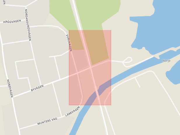Karta som med röd fyrkant ramar in Byvägen, Karlshamnsvägen, Sölvesborg, Blekinge län