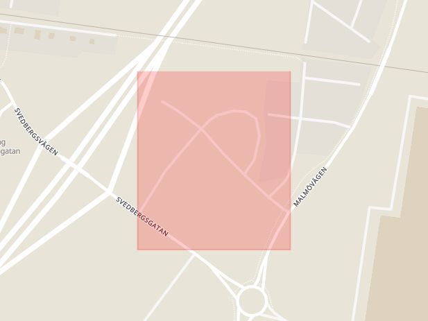 Karta som med röd fyrkant ramar in Turistgatan, Åstorp, Skåne län