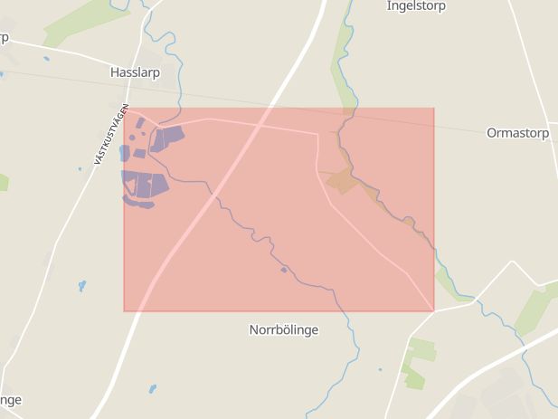 Karta som med röd fyrkant ramar in Ödåkra, Hyllinge, Helsingborg, Skåne län