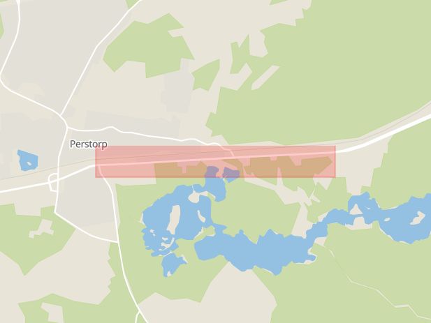 Karta som med röd fyrkant ramar in Hässleholmsvägen, Perstorp, Skåne län