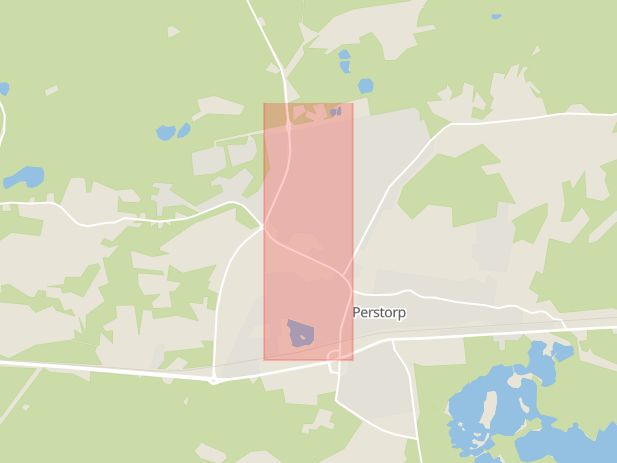 Karta som med röd fyrkant ramar in Oderljungavägen, Perstorp, Skåne län