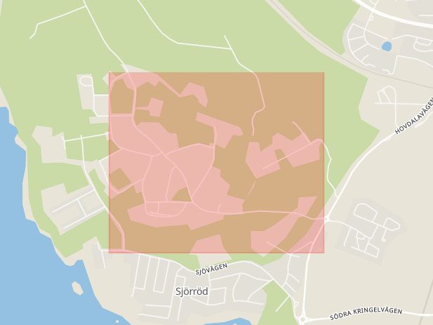 Karta som med röd fyrkant ramar in Garnisonsvägen, Hässleholm, Skåne län
