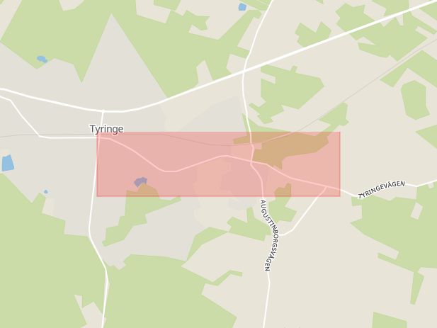 Karta som med röd fyrkant ramar in Tyringe, Finjavägen, Hässleholm, Skåne län