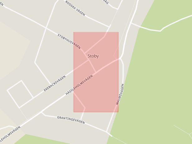Karta som med röd fyrkant ramar in Stoby, Hässleholm, Skåne län