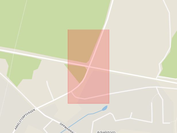 Karta som med röd fyrkant ramar in Arkelstorp, Allarpsvägen, Värestorpsvägen, Kristianstad, Skåne län