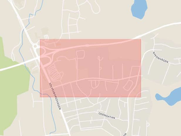 Karta som med röd fyrkant ramar in Asarum, Länsmansvägen, Karlshamn, Blekinge län